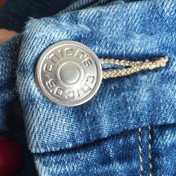 Chico's So Slimming Girlfriend Ankle jeans, distressed, embroidered 2 - Picture 10 of 11